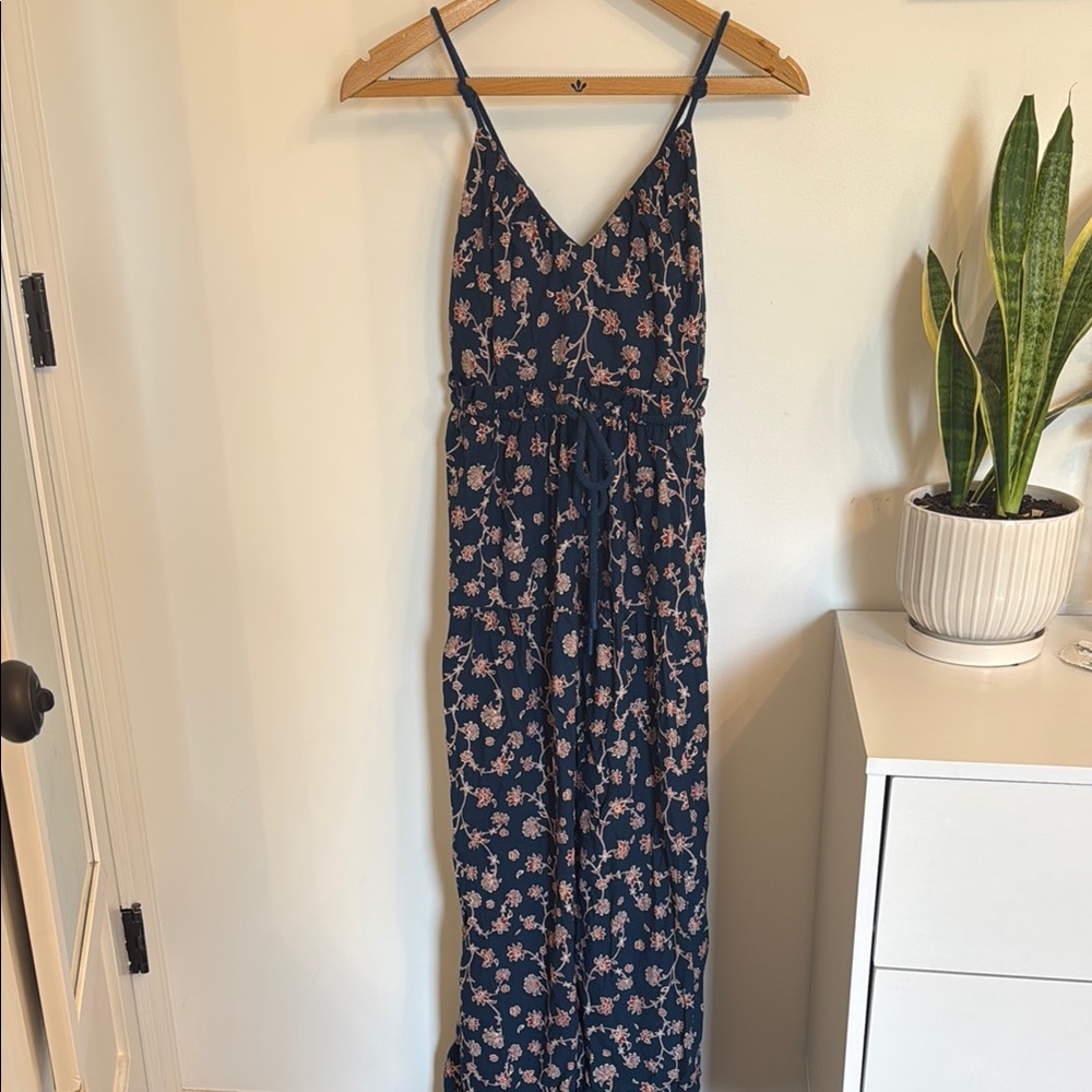 Floral Maxi Dress in Navy and Orange